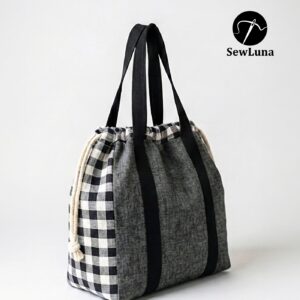 Grace  Drawstring Tote Bag Sewing Pattern PDF | Beginner Canvas Market Bag